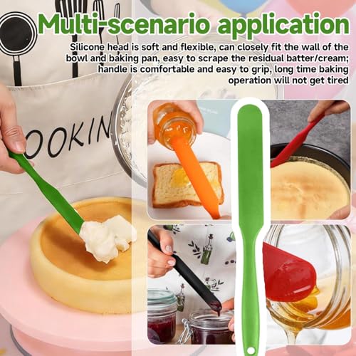 Silicone Jar Spatulas, Cake Cream Spatulas Set, Non-Stick Heat Resistant Mixing Butter Spatulas Baking Scrapers for Jars Blenders Cooking Stirring - color: greener, size: 24X2.5X0.5CM
