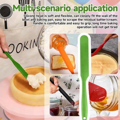 Silicone Jar Spatulas, Cake Cream Spatulas Set, Non-Stick Heat Resistant Mixing Butter Spatulas Baking Scrapers for Jars Blenders Cooking Stirring - color: greener, size: 24X2.5X0.5CM