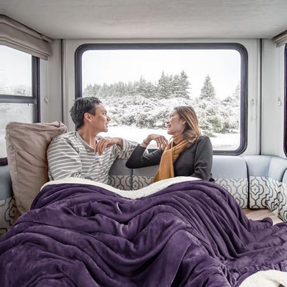 Utopia Bedding Reversible Plush Sherpa Blanket Throw Size Plum, 50x60 Inch | Soft, Warm, Fleece, Bed, Sofa, Couch, Camping, Travel, Cozy, All Season - color: Plum, size: Throw (50x60 Inch)