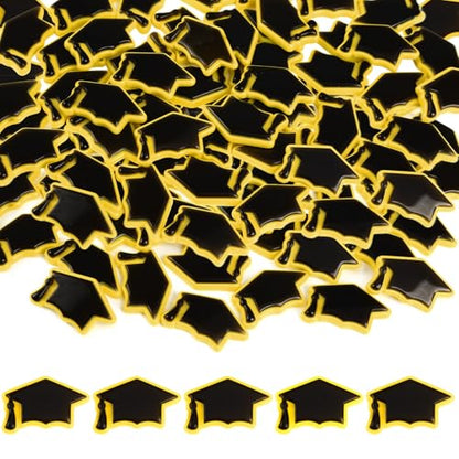 JUNEBRUSHS 50 Pcs Mini Graduation Cap Miniature Resin Grad Caps Black Graduation Cap Confetti Mini Resin Graduation Hat for Graduation Filler Crafts Cake Home Party Table Decor - style: Graduation Cap Style