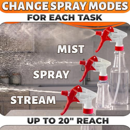 Spray Bottle Nozzle Replacement 12 Pack, Fits 8-32oz Bottles (Red) | Replacement Trigger Sprayer Heads for Bottles; Fits 28-400 Thread, Trim-to-Fit Tube; for Cleaning, Garden & Pet Carefor - color: 12 Pcs Red