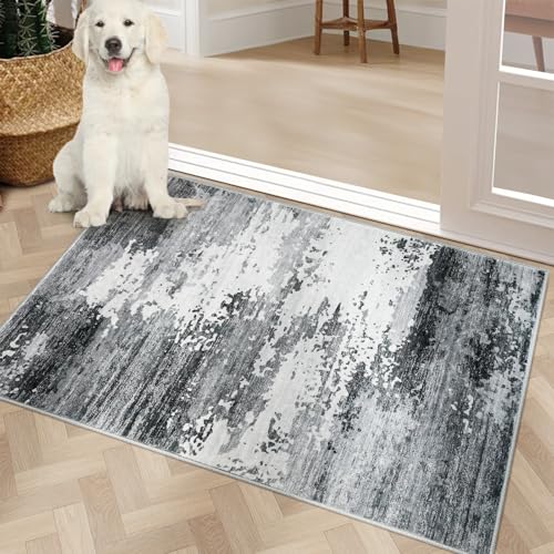 COMSLE Door Mat Soft Absorbent Indoor Front Entryway Rug Machine Washable Entrance Mats for Muddy Paws Non Slip Throw Rugs 20" x 32" Doormat for Inside Foyer Bedroom - Gray - color: Mixed Gray, size: 1'8" x 2'8" (Rectangular)