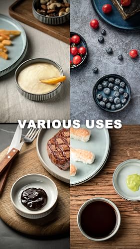 famiware Ceramic Soy Sauce Dish, 4oz Dipping Bowls Set of 6, Smoky Blue | Individual Dip Sauce Cups/Dishes/Plates, Small Serving Bowls for Side Dishes, Condiments, Sushi, Appetizers, Reactive Glaze - color: Smoky Blue, size: 6pcs
