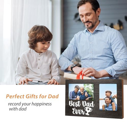 Gifts for Dad Christmas, Dad Gifts from Daughter Son 3D Photo Frame Hold 4x6 Inches Two Photos, Gift for Daddy Who Wants Nothing on Father's Day Birthday - color: dad