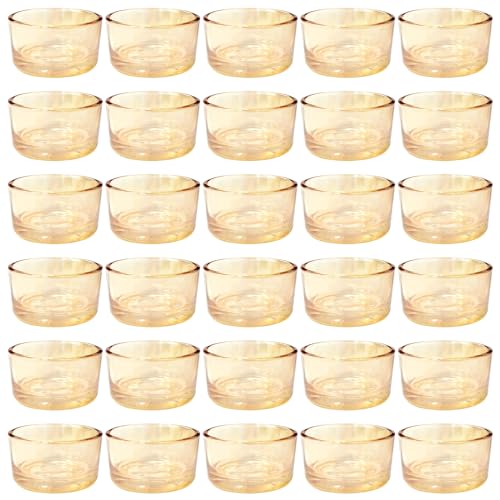 GOLDEAL 30 Pcs Gold Glass Small Tealight Candle Holders-Tea Candle Holders Bulk - Perfect for Weddings, Parties, Dinners - Ideal for 1.5" Standard Tealights and Candle Moulds… - color: Gold