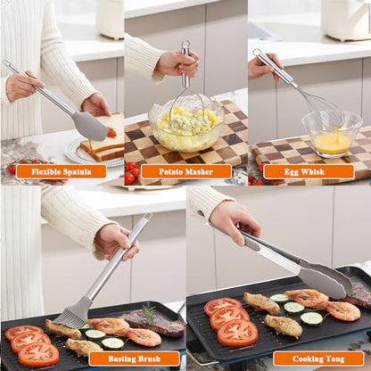 Kitchen Utensils Set, Kyraton 38 Piece Silicone kitchen Cooking Utensils Set with Utensil Rack, Spoon Spatula Set, Non-Stick kitchen Gadgets, Dishwasher Safe - color: 1. With Utensil Holder