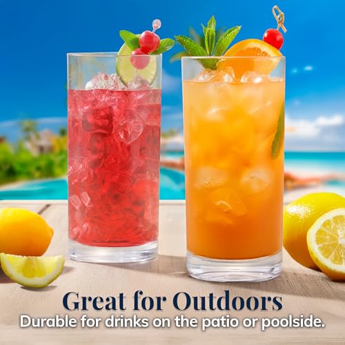 US Acrylic Classic Clear Plastic Reusable Drinking Glasses (Set of 6) 24oz Iced-Tea Cups | BPA-Free Tumblers, Made in USA | Top-Rack Dishwasher Safe (Pack of 3) - color: Clear, size: Iced-Tea Tumblers (Pack of 3)