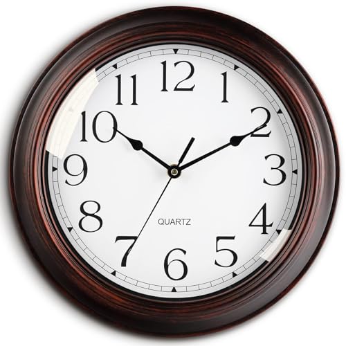 KECYET Wall Clock 10" Battery Operated Silent Vintage (Bronze) | Vintage Wall Clock; Analog Silent non Ticking; Kitchen Living Room Home Office Bathroom Bedroom - color: A_bronze, size: 10 Inch