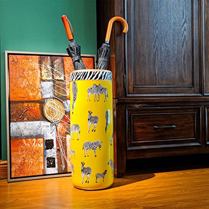 24" H Zebra Ceramic Umbrella Stand Entryway Umbrella Cane Holder | Umbrella Racks Porcelain Ceramic Umbrella Holder Modern Style Floor Vase for Storing Canes Walking Sticks for Entryway Indoor