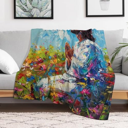 Jesus in Wildflower Field 02 Flannel Blankets Fleece Soft Throw Lightweight Plush Gifts for Couch, Bed, Cozy Sofa Plush, Chair, Lovers 40x50in(100x125cm) - color: Style-11, size: 40x50in(100x125cm)