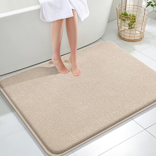OLANLY Memory Foam Large Bathroom Rugs 40x32, Absorbent Bath Mat, Beige | Soft Quick Dry Bath Rugs, Non-Slip Carpet, Machine Washable Mat for Bathroom Floor, Tub and Shower, Home Decor Accessories - color: Beige, size: 40" X 32"