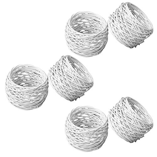 ITOS365 Handmade White Round Mesh Napkin Rings Holder for Dinning Table Parties Everyday, Set of 12 - color: White1