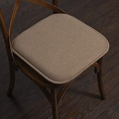 Sweet Home Collection Chair Cushion Memory Foam Pads Honeycomb Pattern Slip Non Skid Rubber Back Rounded Square 16" x 16" Seat Cover, 4 Pack, Charlotte Taupe - color: Charlotte Taupe, size: 4 Pack
