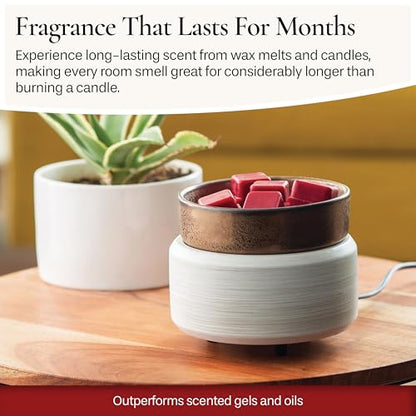 Candle Warmers ETC 2-in-1 Candle and Fragrance Warmer for Warming Scented Candles or Wax Melts and Tarts with to Freshen Room, Whitewashed Bronze - style: Whitewashed Bronze