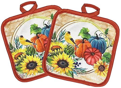 Oven Mitts and Pot Holders - Kitchen Towels and Dish Cloths Sets - Oven Mitts - Tea Towels - Dish Cloths Set (Pumpkin) - color: Pumpkin