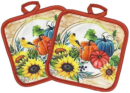 Oven Mitts and Pot Holders - Kitchen Towels and Dish Cloths Sets - Oven Mitts - Tea Towels - Dish Cloths Set (Pumpkin) - color: Pumpkin