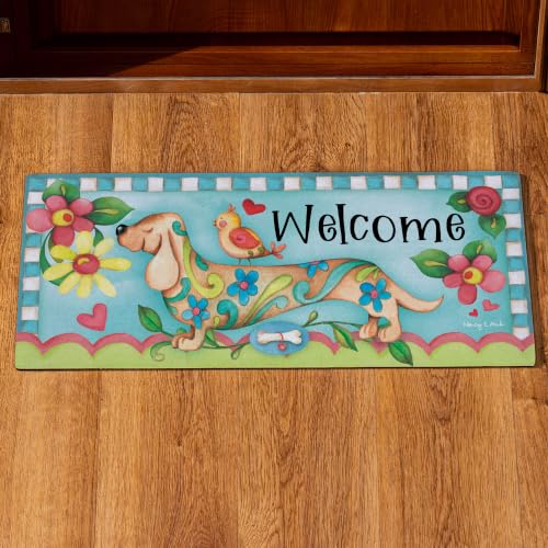 Evergreen Dachshund Dog Sassafras Switch Mat, 22" x 10" Doormat Inserts, Front Door Mat for Outdoor Entrance Indoor Entryway, Non-Slip Backing Rug for Kitchen Laundry Room - color: Dog Life