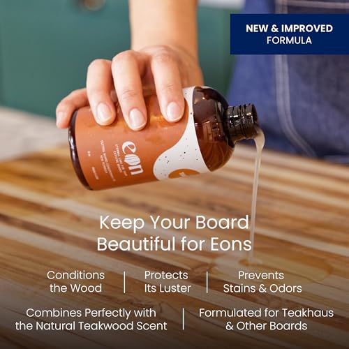 Teakhaus Carving Board and EON Cutting Board Oil Set - Small (S) Teak Wood Cutting Board with Juice Groovel & Food-Grade Mineral Oil - 16”L x 12”W x 1.5” Thick - FSC Certified - color: Cutting Board with Maintenance Oil, size: Small (16 inch x 12 inch x 1