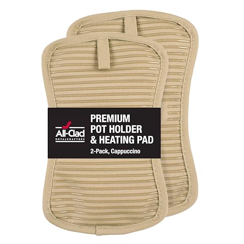 All-Clad Premium Pot Holder & Hot Pad: Heat Resistant to 500 Degrees - 100% Cotton, 10"x6.25" Hot Pad for Kitchen and Barbeque, (2-Pack), Cappuccino - color: Cappuccino, size: 2 Pack