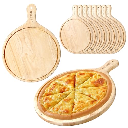 Rubber Wood Cutting Board with Handle, Round Serving Board, Dining Board, Chopping Board for Meat, Cheese Board, Vegetables, Bread, Charcuterie, Large 16"x12"x0.6" - size: 16"L x 12"W