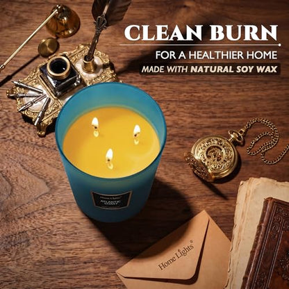 HomeLights Scented Candle | Large Jar Candle - 33.3 Oz. Natural Soy Aromatherapy Candles | Up to 130 Hours Burn Time with 3 Cotton Wicks,Home Decorative Fragrance Candles Gift - Atlantic Coast - color: Atlantic Coast