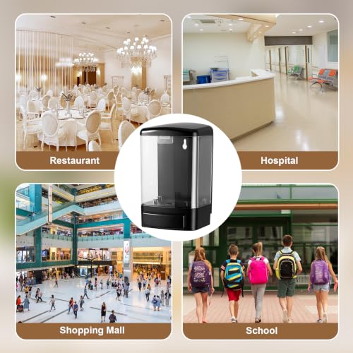 Hushee 4 Pcs Wall Mounted Soap Dispenser,33.8 Oz 1000 Ml,Clear | Manual Press, 1000ml 33.8oz Capacity Clear Window, For Restaurant Bathroom Kitchen Hotel, Liquid Soap Shampoo Dispenser - color: Clear, size: 33.8 oz 1000 ml