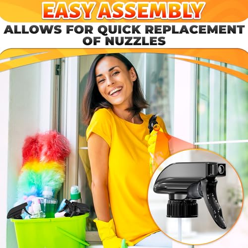 4 Pack Spray Nozzle for Bottles, Trim-to-Fit Tube; Plastic (Black) | Spray Bottle Nozzle Replacement; Fits 8 and 16 Oz; Trigger Sprayer with Mist, Stream & Off Modes; for Cleaning and Garden - color: 4 Pcs Black