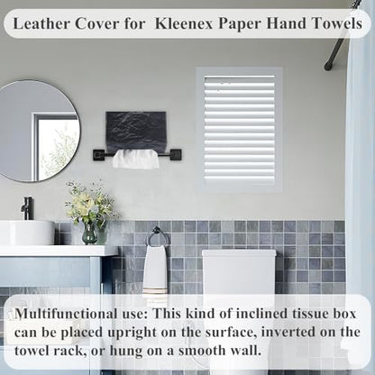 Hand Towels Box Cover,PU Leather Tissue Box Cover Holder Compatible with Kleenex Disposable Paper Hand Towels Suitable for Dining,Kitchen,Bathroom(1-Black) - color: 1-black