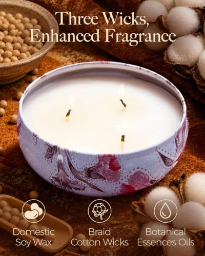 M&SENSE Soy Candle Mimosa Rose Scented 12oz 3-Wick | Triple Wick, 40 Hour Long Burn, Non-Toxic,100% Natural SoyWax, Stress Relaxing Aromatherapy Candle Gift for Women Men - color: Mimosa Rose
