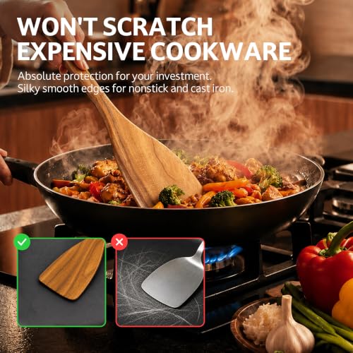 SOOMGYEOL SEOM 7-Piece Teak Wood Cooking Utensil Set with Holder | Natural Teak Wood, Uncoated, 6 Cooking Utensils & Holder, Nonstick Safe - size: 7 PCS Set