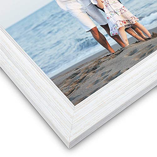 8x10 Picture Frames (3 Pack, Distressed White Wood Grain) Rustic Photo Frame Set with Tempered glass for Wall Mount & Table Top Display - color: Distressed White, size: 8x10