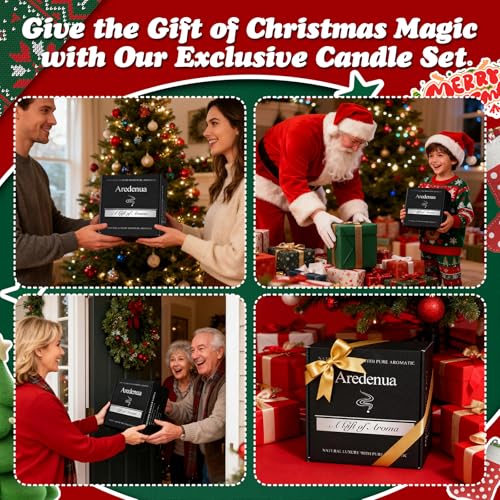 Christmas Candles Set, 4 Pack Winter Candle for Home Scented, 28 oz | Soy Wax, Xmas Candle Scent of Cedar, Firewood, Cloves, Cookies, Holiday Home Fragrance, Seasonal Gift, 200 Hour Burn - color: Black, size: Black Winter1
