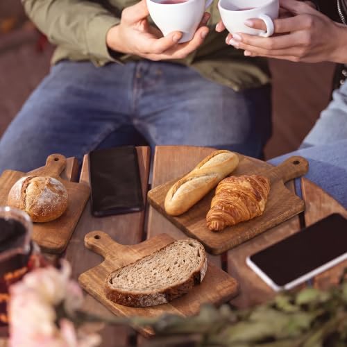 6 Pcs Mini Charcuterie Boards with Handle 5 x 7 Inch Small Wood Square Cutting Board Serving Plate Kitchen Wood Tray Square Pizza Peel Paddle for Baking Bread Cake Fruit Vegetables Meat - style: Square