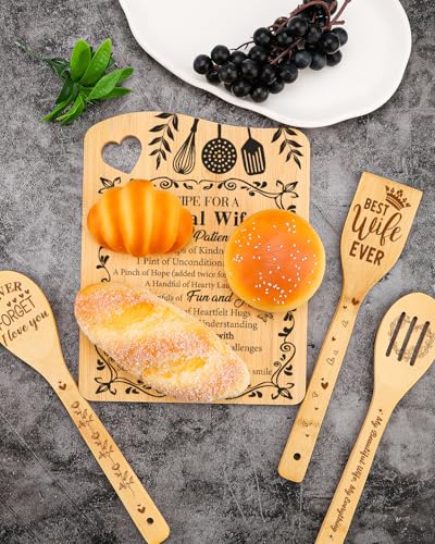 Gifts for Wife,Wife Birthday Christmas Gift from husband | Mothers Day Christmas Anniversary Birthday Gifts for Wife from Husband, Recipe for A Special Wife, Cutting Board with Spoon - color: Wife