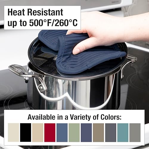 All-Clad Premium Pot Holder & Hot Pad: Heat Resistant to 500 Degrees - 100% Cotton, 10"x6.25" Hot Pad for Kitchen and Barbeque, (2-Pack), Indigo - color: Indigo, size: 2 Pack