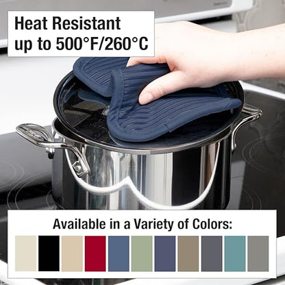 All-Clad Premium Pot Holder & Hot Pad: Heat Resistant to 500 Degrees - 100% Cotton, 10"x6.25" Hot Pad for Kitchen and Barbeque, (2-Pack), Indigo - color: Indigo, size: 2 Pack