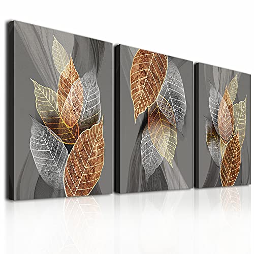 Canvas Wall Art For Living Room, Family Wall Decorations, Kitchen, Bathroom, Bedroom Modern Wall Decor Black Paintings Abstract Leaves Pictures Artwork Inspirational Home Decor 3 Pieces - color: Abstract Leaf Painting, size: 12x16inches*3pcs