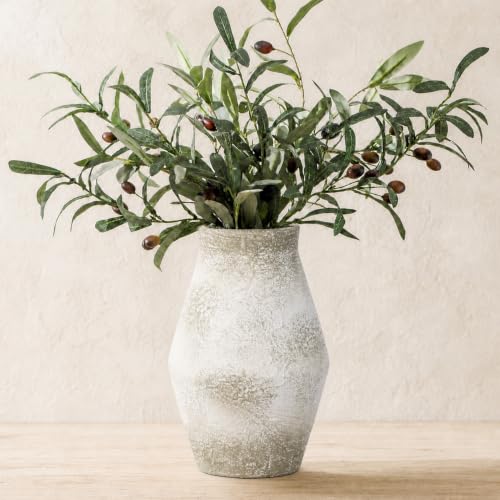 Rustic Ceramic Vase, Pottery Vases, 10 Inch | Short Farmhouse Decorative Vase for Living Room, Shelf, Table and Mantel Home Decor - color: Rustic Gray, size: 10 inch
