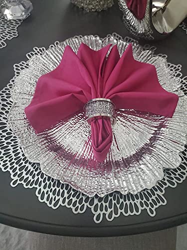 PLOYMONO Fuchsia Cloth Napkins - 8 Pack 17" x 17" Polyester Dinner Napkins | Heavy Duty 180 GSM Cloth Napkins with Hemmed Edges - Great for Restaurants, Weddings, Parties, Banquets Dinner - color: Fuchsia