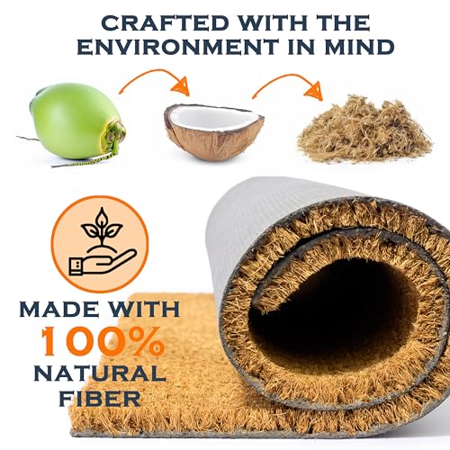 MAINEVENT Butterfly Welcome Mat 30x17 Inch, Spring Outdoor Doormat Coir | Natural Coco Fiber Spring Decor, Pvc Backing, Dirt Scraper, Nature-Inspired Farmhouse Decor, Housewarming Gift, Covered Porch