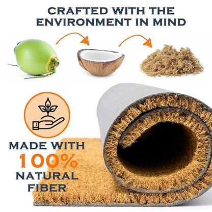 MAINEVENT Butterfly Welcome Mat 30x17 Inch, Spring Outdoor Doormat Coir | Natural Coco Fiber Spring Decor, Pvc Backing, Dirt Scraper, Nature-Inspired Farmhouse Decor, Housewarming Gift, Covered Porch