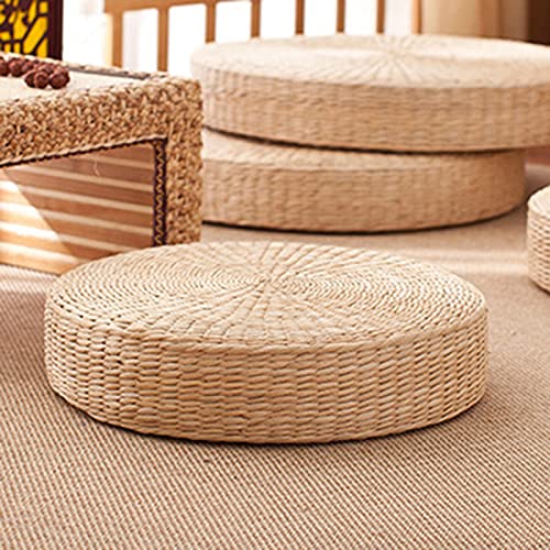 Comfortable Round Seat Cushion, Natural Straw Pouf Tatami Floor Pouf, Meditation Cushion 45cm - size: 45cm