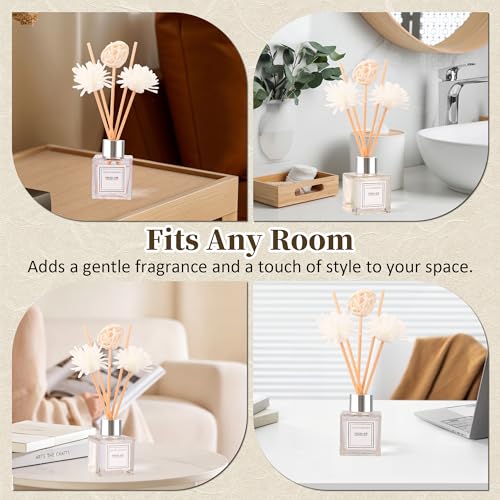 Reed Diffuser Set of 2, Jasmine Scent Oil Diffuser with Sticks for Home Fragrance, Office Living Bedroom Decor, Bathroom Decor and Accessories, Air Fresheners Gift Set, 1.7 fl oz/50ml x 2