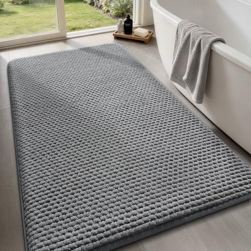 Bathroom Rugs 24x36, Extra Thick Soft Absorbent Chenille Bath Rug Non-Slip Quick Dry, Machine Washable Bath Mats for Bathroom, Floor, Tub and Shower, Home Decor, Dark Grey - color: Dark Gray, size: 24" x 36"