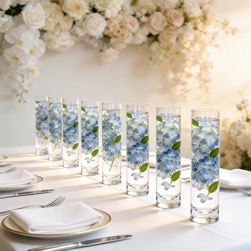 7.48 inch Tall Vases for Flowers,12PCS Glass Cylinder Vase,Bud Vase | Single Rose Bud Vase for Event Decor,Bud Vases in Bulk for Wedding Centerpieces,Home Aesthetic Desk Decor,Party Decorations