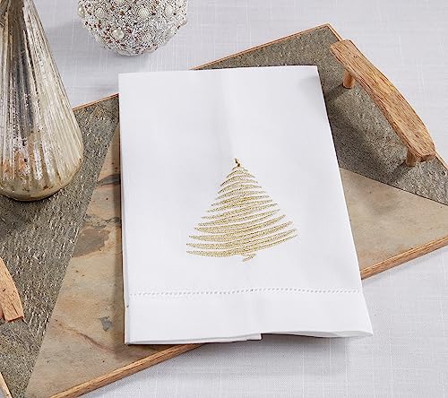 Holly Jolly Embroidered Christmas Tree Guest Towel (Set of 4)