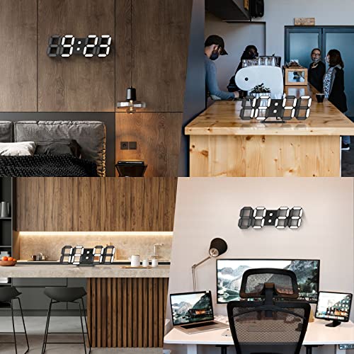 EDUP HOME® 3D LED Desk & Wall Clock with Remote Control, 9.7 Inch, Black | Digital Alarm Clock with Snooze, Temperature Display, Night Light and Auto/Manual Brightness Adjustment - color: Black Led Wall Clock 9.7"