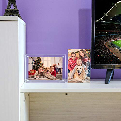 NIUBEE 5x7 Acrylic Picture Frame 5 Pack, 20% Thicker Block Clear Double Sided Photo Postcard Display - size: 5x7"(5 Packs)