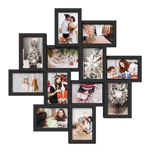 Jerry & Maggie - Photo Frame 24x24 Square Storm Eye Black PVC Picture Frame Selfie Gallery Collage Wall Hanging for 6x4 Photo - 12 Photo Sockets - Wall Mounting Design - color: Black