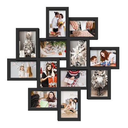 Jerry & Maggie - Photo Frame 24x24 Square Storm Eye Black PVC Picture Frame Selfie Gallery Collage Wall Hanging for 6x4 Photo - 12 Photo Sockets - Wall Mounting Design - color: Black